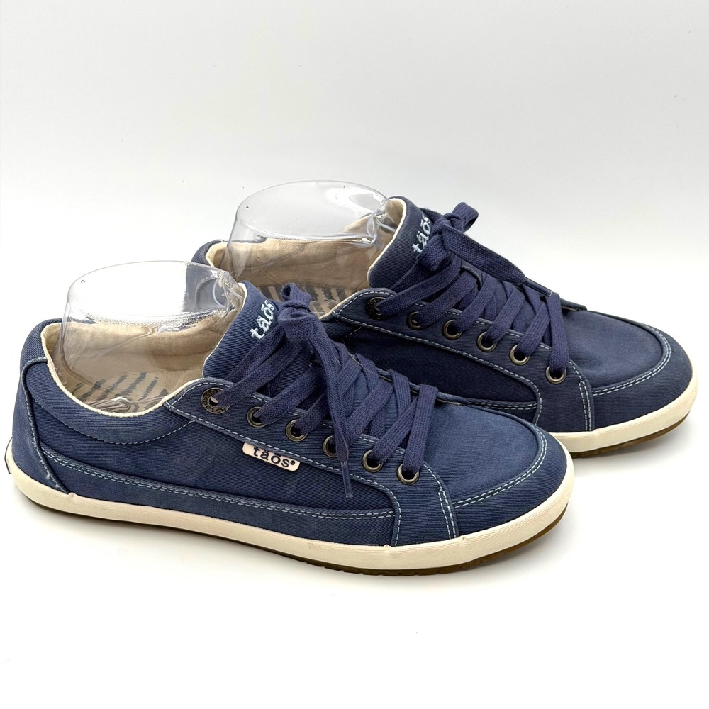 Taos Moc Star 2 Sneakers Women 7.5 Blue Canvas Comfort Travel Walking Shoes